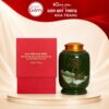 Hũ đựng trà quà tặng gốm sứ in logo dáng bí màu xanh lục hoạ tiết hoa sen NT-HT03 - Ảnh đại diện