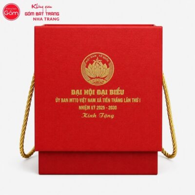 Hũ đựng trà quà tặng gốm sứ in logo dáng bí màu xanh lục hoạ tiết thuyền buồm vàng kim NT-HT04 - Chi tiết 4