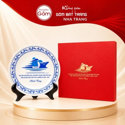 Đĩa sứ biểu trưng quà tặng in logo men sứ trắng phi 20 NT-ĐBT05 - Ảnh đại diện