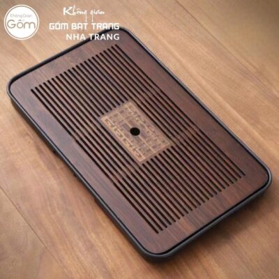 Khay gỗ đựng bộ trà hình chữ nhật khắc hoạ tiết kỷ hà NT-KBT06 - Chi tiết 1