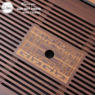 Khay gỗ đựng bộ trà hình chữ nhật khắc hoạ tiết kỷ hà NT-KBT06 - Chi tiết 2
