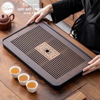 Khay gỗ đựng bộ trà hình chữ nhật khắc hoạ tiết kỷ hà NT-KBT06 - Chi tiết 4