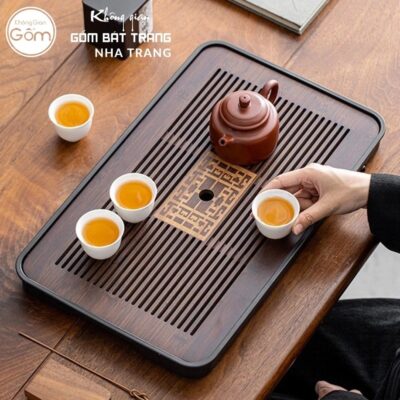 Khay gỗ đựng bộ trà hình chữ nhật khắc hoạ tiết kỷ hà NT-KBT06 - Chi tiết 6