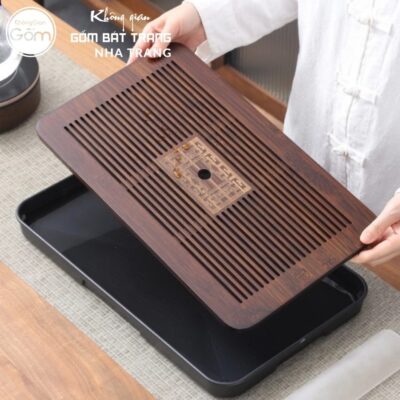 Khay gỗ đựng bộ trà hình chữ nhật khắc hoạ tiết kỷ hà NT-KBT06 - Chi tiết 8