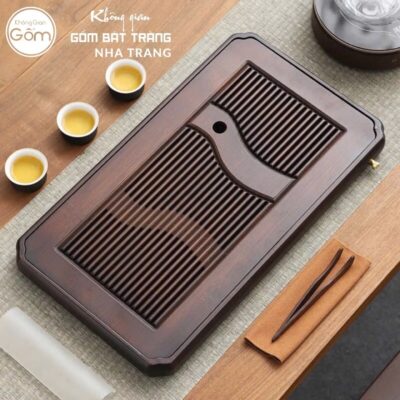 Khay gỗ đựng bộ trà hình chữ nhật kiểu dáng vân nguyệt giao hoà NT-KBT03 - Chi tiết 1