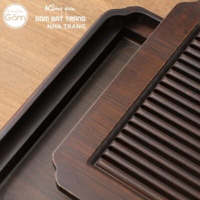 Khay gỗ đựng bộ trà hình chữ nhật kiểu dáng vân nguyệt giao hoà NT-KBT03 - Chi tiết 4
