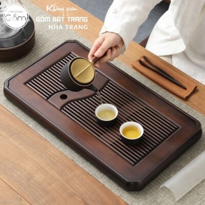 Khay gỗ đựng bộ trà hình chữ nhật kiểu dáng vân nguyệt giao hoà NT-KBT03 - Chi tiết 6