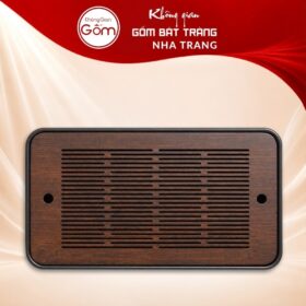 Khay gỗ đựng bộ trà hình chữ nhật rãnh sọc ngang NT-KBT08 - Ảnh đại diện