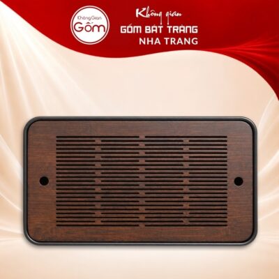 Khay gỗ đựng bộ trà hình chữ nhật rãnh sọc ngang NT-KBT08 - Ảnh đại diện