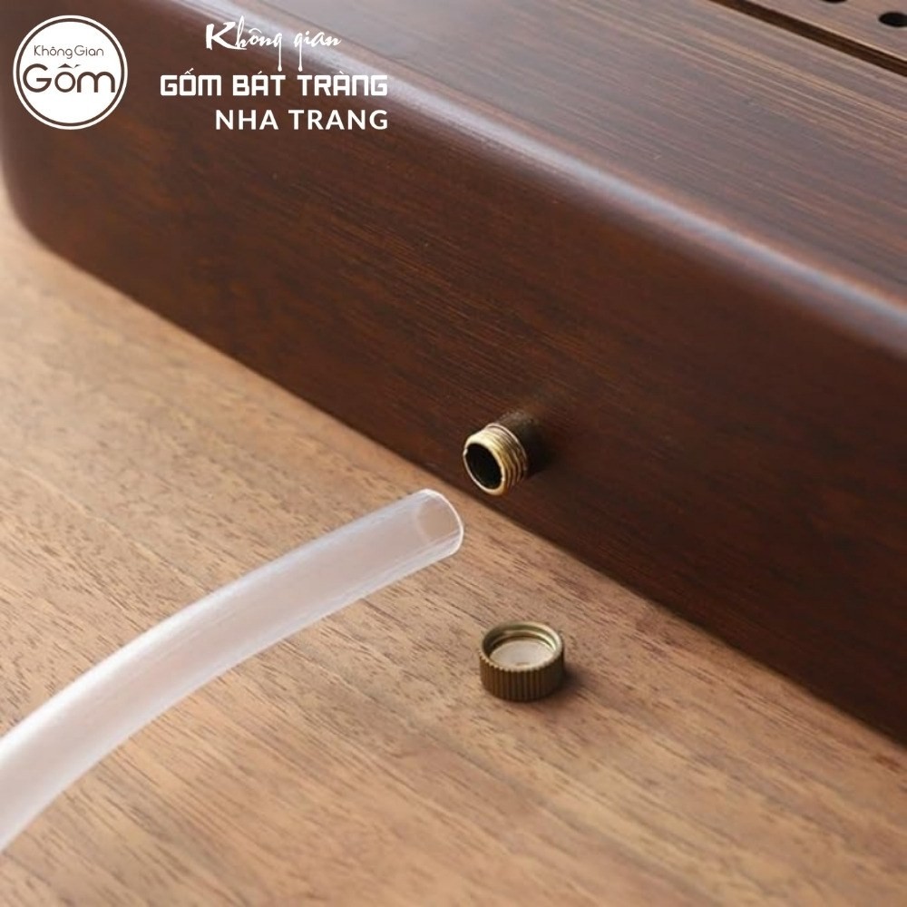 Khay gỗ đựng bộ trà hình vuông khắc bảo ấn hoàng kim NT-KBT01 - Chi tiết 6