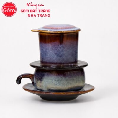 Phin Pha Cà Phê Gốm Sứ Bát Tràng Màu Tím Men Hoả Biến NT-PCF07 - Chi tiết 1