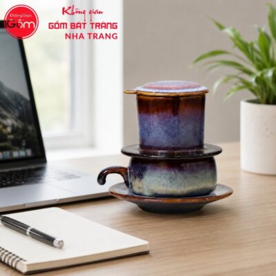 Phin Pha Cà Phê Gốm Sứ Bát Tràng Màu Tím Men Hoả Biến NT-PCF07 - Chi tiết 2