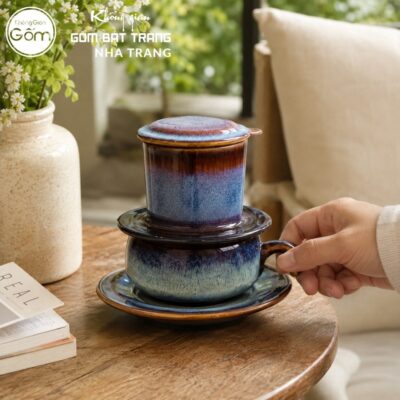 Phin Pha Cà Phê Gốm Sứ Bát Tràng Màu Tím Men Hoả Biến NT-PCF07 - Chi tiết 3