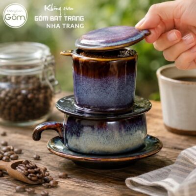 Phin Pha Cà Phê Gốm Sứ Bát Tràng Màu Tím Men Hoả Biến NT-PCF07 - Chi tiết 4