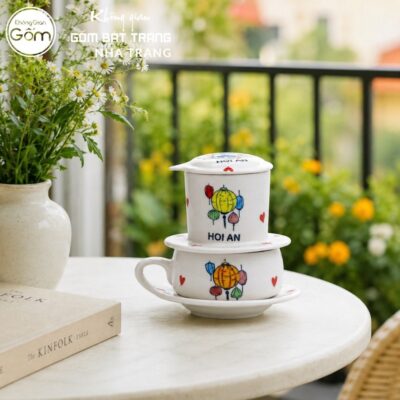Phin Pha Cà Phê Gốm Sứ Bát Tràng Màu Trắng Hoạ Tiết Đèn Lồng Hội An NT-PCF05 - Chi tiết 5