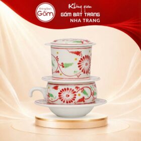 Phin Pha Cà Phê Gốm Sứ Bát Tràng Màu Trắng Hoạ Tiết Hoa Dây Đỏ NT-PCF06 - Ảnh đại diện