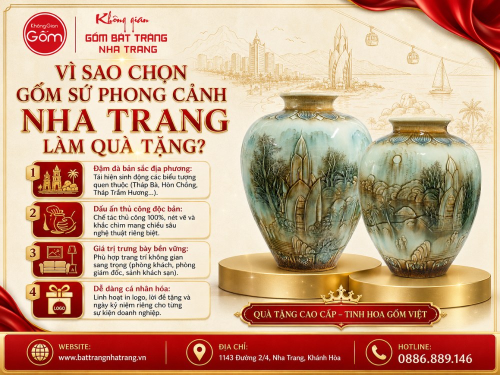 Quà tặng gốm sứ phong cảnh Bát Tràng