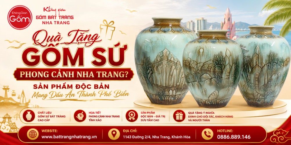 Quà tặng gốm sứ phong cảnh Nha Trang