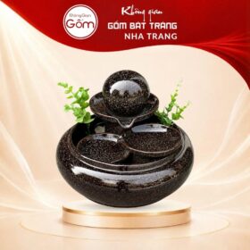 Thác nước tiểu cảnh để bàn Huyền Thạch Lạc Tuyền men nâu đen tinh sa NT-TN03 - Ảnh đại diện