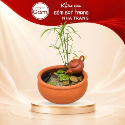 Thác nước tiểu cảnh để bàn Thiền Trà Lạc Thuỷ men gốm mộc NT-TN06 - Ảnh đại diện