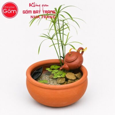 Thác nước tiểu cảnh để bàn Thiền Trà Lạc Thuỷ men gốm mộc NT-TN06 - Chi tiết 1