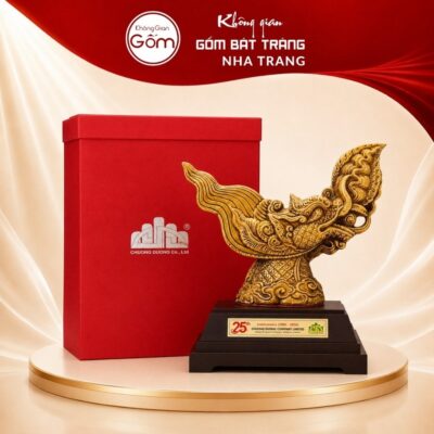 Tượng đầu rồng gốm sứ Bát Tràng men vàng hoàng thổ NT-TLV08 - Ảnh đại diện
