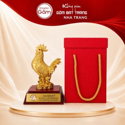 Tượng gà chất liệu đồng mạ vàng 24K quà tặng cao cấp NT-TLV02 - Ảnh đại diện