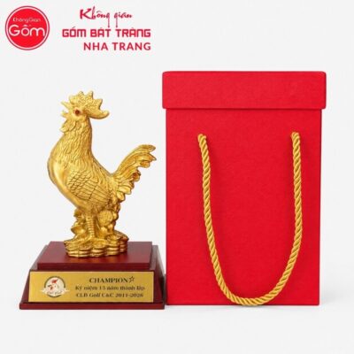 Tượng gà chất liệu đồng mạ vàng 24K quà tặng cao cấp NT-TLV02 - Chi tiết 6
