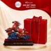 Tượng ngựa gốm sứ Bát Tràng cưỡi mây màu đỏ trang trí hoa mẫu đơn NT-TLV03 - Ảnh đại diện