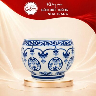 Bình Hoa Dáng Chum Tròn Cắm Hoa Men Lam Hoa Văn Cúc Dây Cổ Điển NT-LH08 - Ảnh đại diện