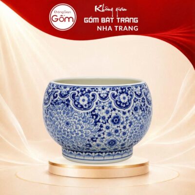 Chậu Tròn Cắm Hoa Men Lam Vẽ Cúc Đại Đóa Bát Tràng NT-LH07 - Ảnh đại diện