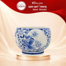 Chậu Tròn Cắm Hoa Men Lam Vẽ Họa Tiết Sen Điểu Gốm Sứ Bát Tràng NT-LH05 - Ảnh đại diện