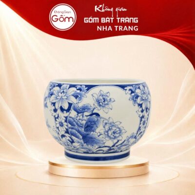 Chậu Tròn Cắm Hoa Men Lam Vẽ Họa Tiết Sen Điểu Gốm Sứ Bát Tràng NT-LH05 - Ảnh đại diện