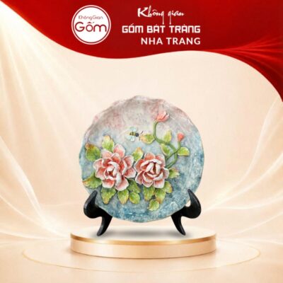 Đĩa sứ trưng bày họa tiết vườn xuân đắp nổi vẽ màu 30cm NT-DBT01