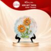 Đĩa sứ trưng bày vẽ màu hoa hướng dương đắp nổi 30cm NT-DBT02