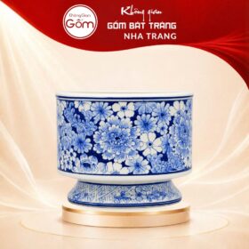 Lọ Hoa Gốm Bát Tràng Dáng Đài Vẽ Hoa Men Lam Cổ Điển NT-LH18 - Ảnh đại diện