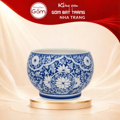 Lọ Hoa Gốm Bát Tràng Dáng Chum Vẽ Tay Hoa Cúc Men Lam NT-LH06 - Ảnh đại diện