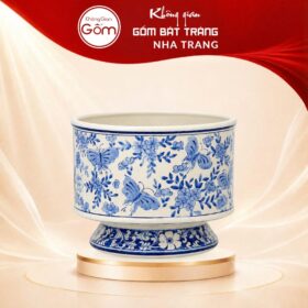 Lọ Hoa Gốm Bát Tràng Họa Tiết Bướm Hoa Men Lam Cổ Điển NT-LH12 - Ảnh đại diện