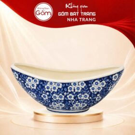 Thuyền Cắm Hoa Gốm Bát Tràng Họa Tiết Hoa Men Lam NT-LH13 - Ảnh đại diện