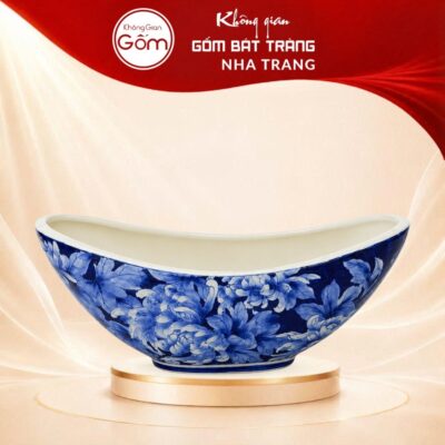 Thuyền Cắm Hoa Men Lam Bát Tràng Vẽ Hoa Mẫu Đơn NT-LH14 - Ảnh đại diện