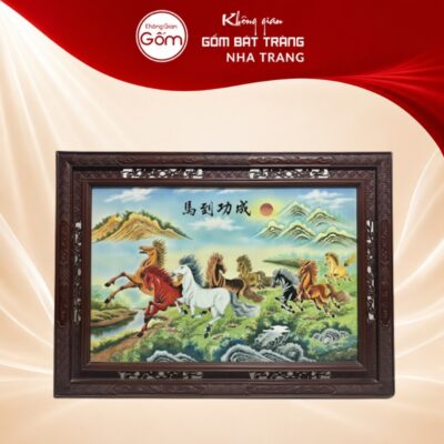Tranh gốm Bát Tràng vẽ Mã Đáo Thành Công 127x78cm NT-TGS02