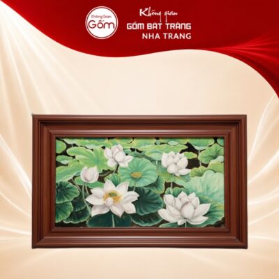 Tranh gốm sứ Bát Tràng họa tiết Bách Liên Hoa NT-TGS01