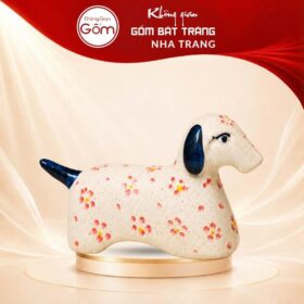 Tượng chó đốm gốm sứ Bát Tràng men tiêu vẽ hoa kích thước H10 x R5.5 x D17,5 cm NT-TGS01 - Ảnh đại diện