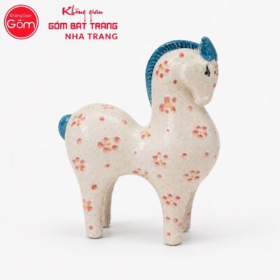 Tượng ngựa dáng cao gốm sứ Bát Tràng men tiêu vẽ hoa kích thước H16.5 x R6.5 x D13.5cm NT-TGS03 - Chi tiết 1