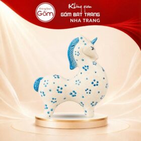 Tượng ngựa dáng thấp bờm cụp gốm sứ Bát Tràng men tiêu vẽ hoa kích thước H17.5 x R7 x D14.5cm NT-TGS04 - Ảnh đại diện