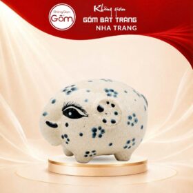 Tượng voi có vòi cụp gốm sứ Bát Tràng men tiêu vẽ hoa kích thước H8.5 x R9.5 x D15cm NT-TGS07 - Ảnh đại diện