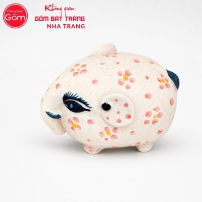 Tượng voi có vòi cụp gốm sứ Bát Tràng men tiêu vẽ hoa kích thước H8.5 x R9.5 x D15cm NT-TGS07 - Chi tiết 2