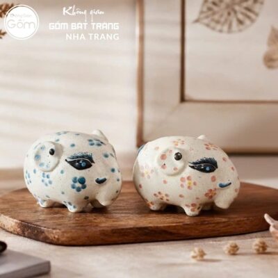 Tượng voi có vòi cụp gốm sứ Bát Tràng men tiêu vẽ hoa kích thước H8.5 x R9.5 x D15cm NT-TGS07 - Chi tiết 5