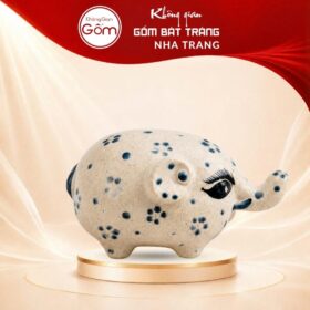 Tượng voi có vòi lên gốm sứ Bát Tràng men tiêu vẽ hoa kích thước H8.5 x R9.5 x D15cm NT-TGS08 - Ảnh đại diện